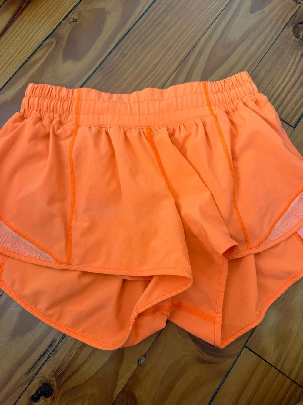 Lululemon womens size 4 2.5” Orange Active Running Shorts